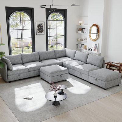 Canapé modulaire modulaire avec sièges convertibles et rangement, combinaisons flexibles pour les salons modernes