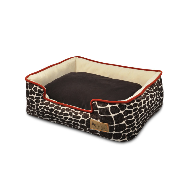 Lit pour animaux Kalahari, Girafe brune / sangria, Très grand (l 44 po x P 37 po x H 10 po)