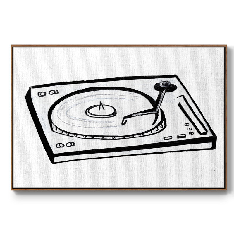 Esquisse en vinyle, H 25 po x l 37 po x P 2 po, Toile avec cadre noyer