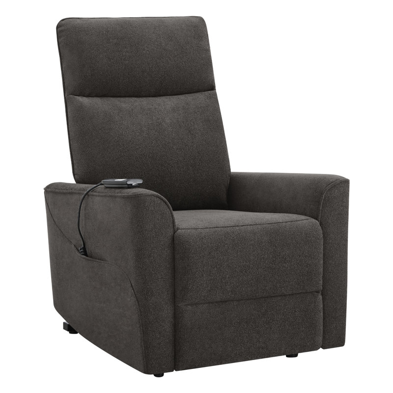 29.2'' Wide Upholstered Contemporary Power Lift Assist Recliner Chair, Elite Charcoal/Polyester