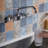 Kitchen Sink Faucet with Cross Handle, Swivel Spout Kitchen Faucet-65465489