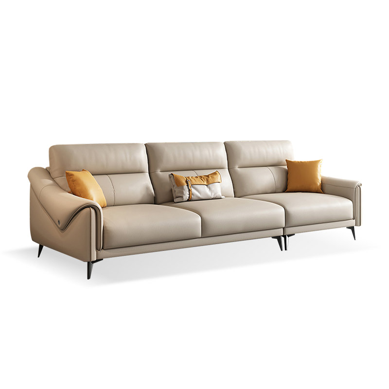 Canapé modulaire en cuir véritable kaki
