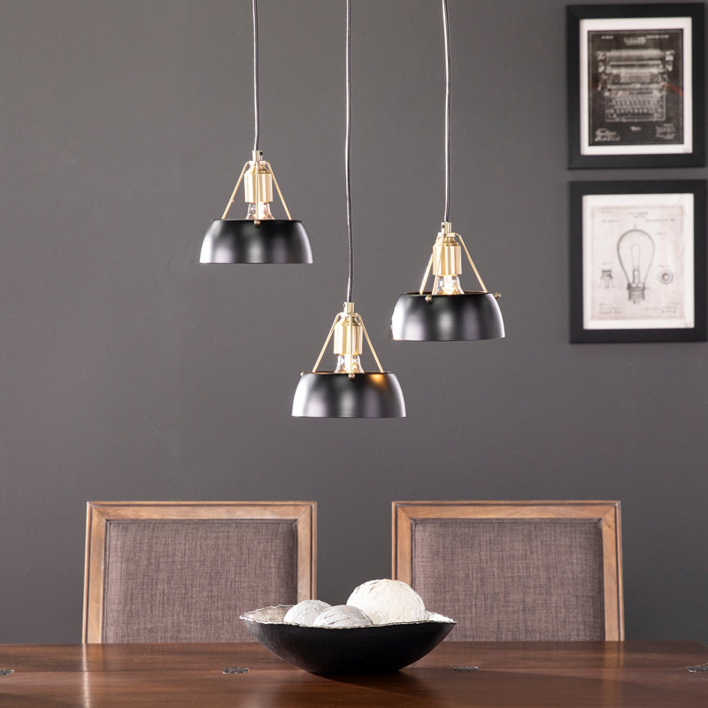 Luminaire suspendu grappe 3 lumières Renmarco, Noir