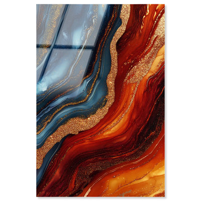 Art mural en acrylique Godeed Blue Geode par Art Remedy, prêt à être accroché
