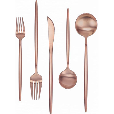Matte Stainless Steel Flatware Set - 30 Piece Service For 6, Satin Finish Dishwasher Safe Cutlery