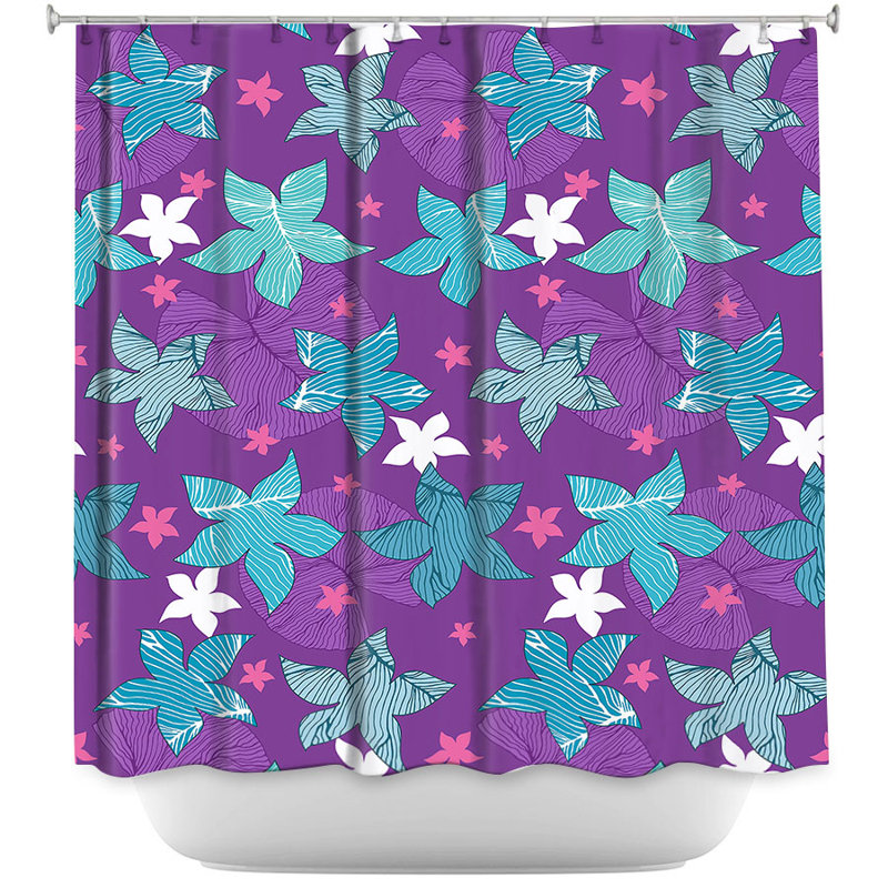 Rideau de douche simple fleurs Dreyer, Mauve / Bleu
