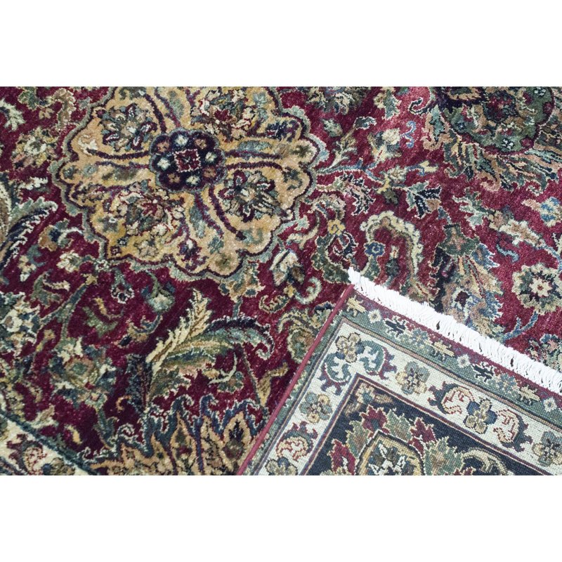 Tapis rouge et noir noué à la main de haute qualité