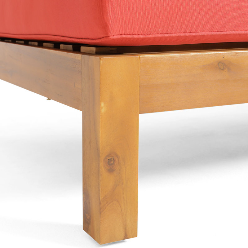 Banc de coin droit, couleur rouge - structure en bois avec banc à coussins anti-éclaboussures - aspect classique