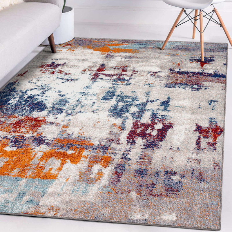 Sacide Abstract Indoor Rug, Rectangle 5' x 7'
