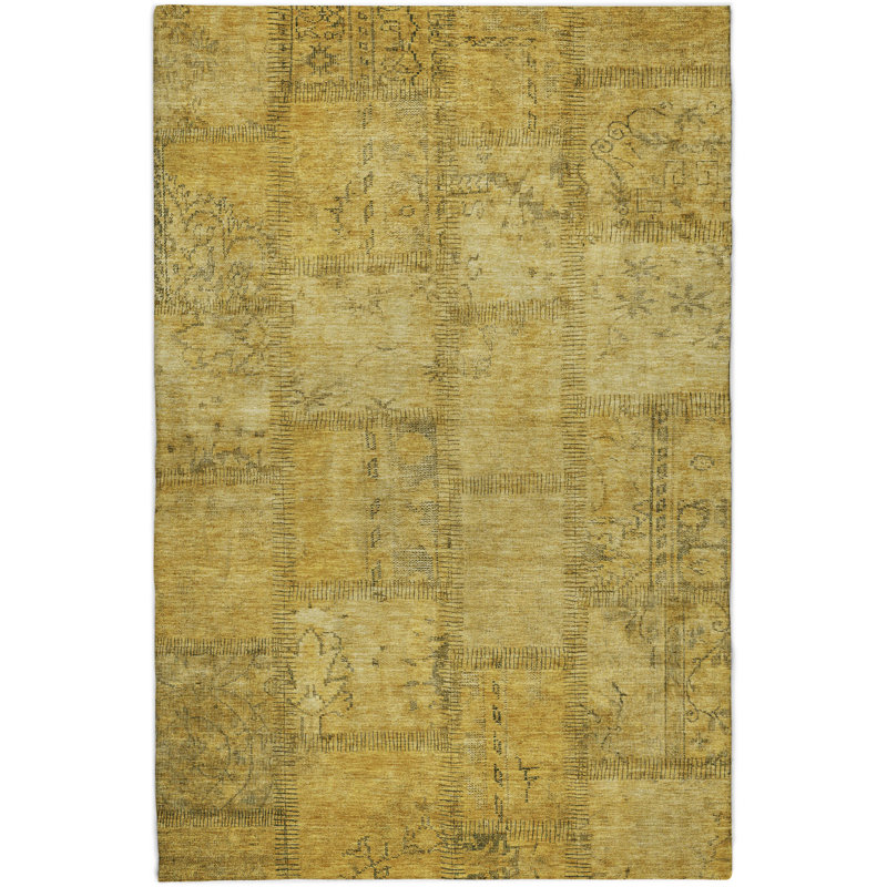 Tapis à poil long de qualité supérieure lavable à la machine ADS685, Doré, 5 pi x 7 pi 6 po