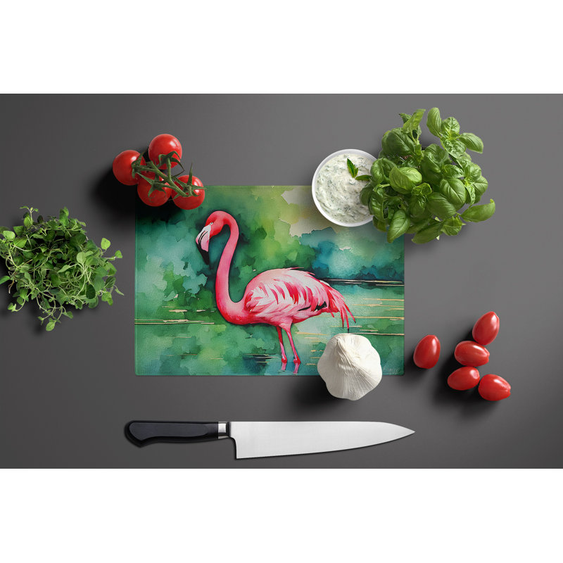 Flamingo Glass Cutting Board Large