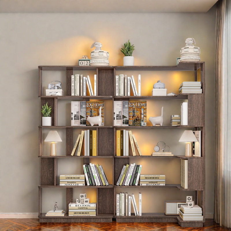 Bibliothèques en MDF extensibles peu encombrantes, style rustique pour un usage domestique