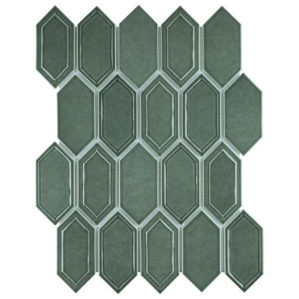 Supreme Tile Classic 13.31 in. x 10.24 in. Picket Glossy Glass Mosaic Tile