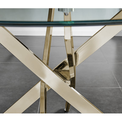 Tierra 4-Person Round Tempered Glass Dining Table