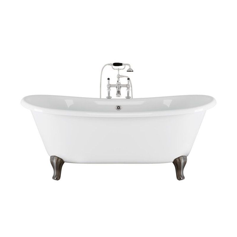Admiral Bathtub with Decò Feet, White/Natural Aluminium