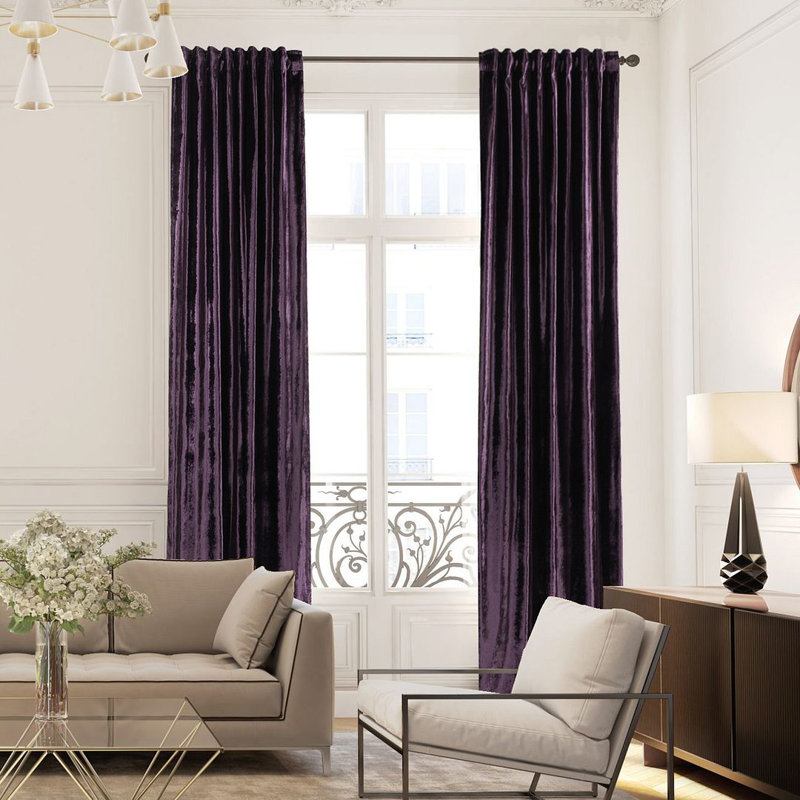 Extra Long & Extra Wide Shiny Velvet Curtain Panel (customized), Eggplant, 280cm Width x 325cm Drop