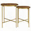 Table gigogne ronde en bois brun et doré 2 pièces Genevieve (seulement avec table basse)
