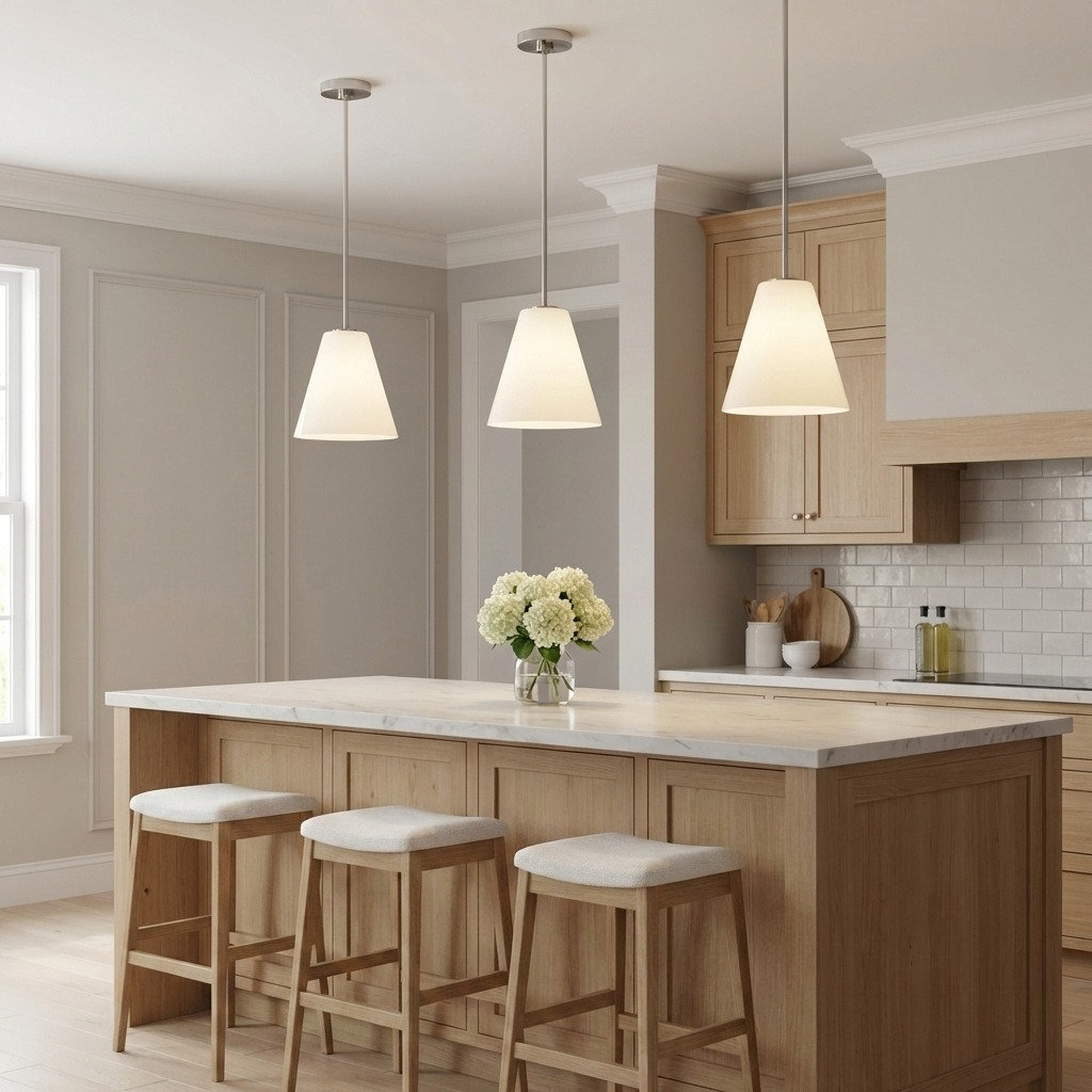 Hayden Dimmable Glass Cone Single Pendant Light, Brushed Nickel, White