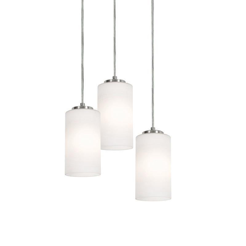 Luminaire suspendu en grappe à 3 lumières Elsfield, Nickel satiné