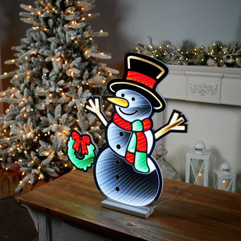 Snowman and Wreath Ekkolight 23.5"H