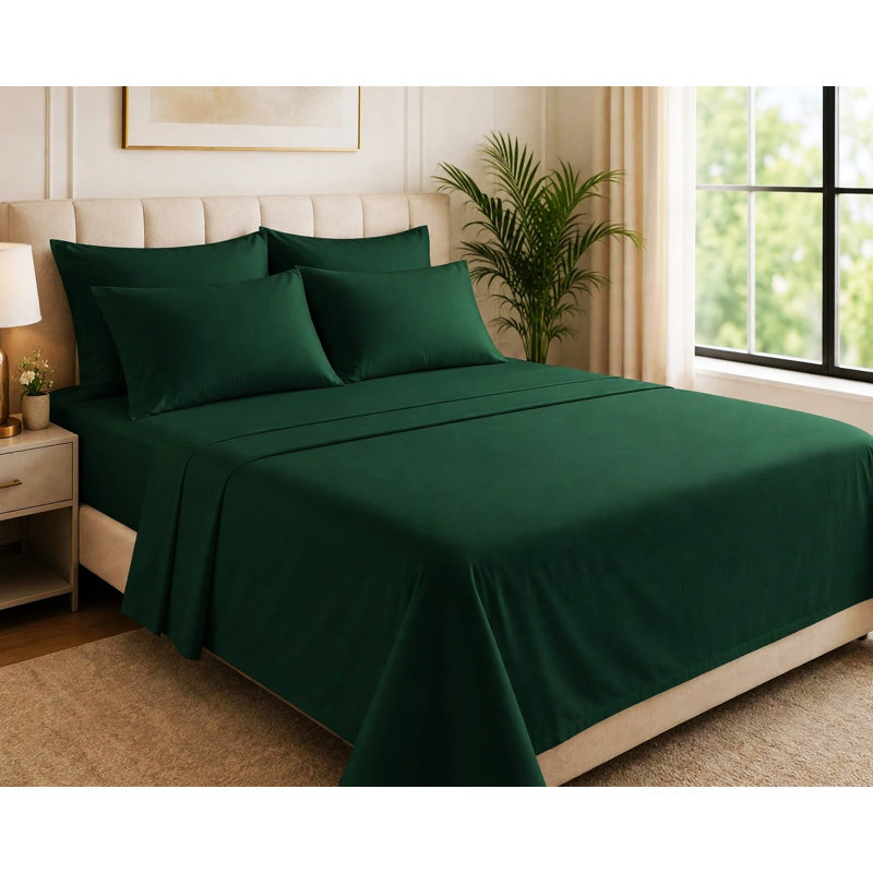 6-Piece Premium Deep Pockets Microfiber Sheet Set, Queen, Emerald