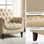 Fauteuil en cuir véritable capitonné Annja-87637091