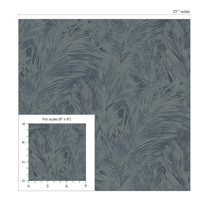 Papier peint floral Alisson, Bleu marine