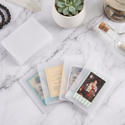 Paquet de 300 protecteurs pour cartes d'expédition en plastique ondulé de 3,5 po x 3,5 po en PVC blanc, blanc et blanc épais de 0,08 po