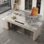 Bureau moderne en L de luxe moderne, plateau en pierre frittée polie, armoire de rangement multifonctionnelle, détails en cuir beige-1308071842-1308071843