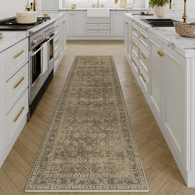 Kitty Machine Washable Oriental Area Rug with Non-Slip Backing, Runner 2' x 8'