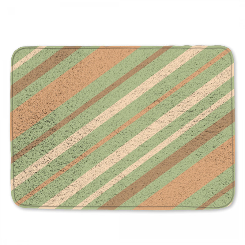Tapis de bain beige à rayures diagonales, L 24 po x L 17 po