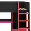 Lit mezzanine en bois avec bureau intégré, garde-robe, DEL et tiroir-834513224