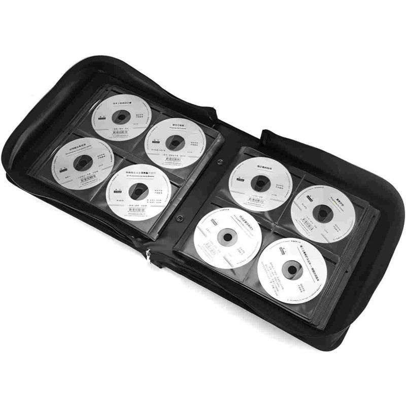 Étui de rangement pour CD et DVD - Capacité de 264 disques, classeur multimédia, pochette pour CD, livret pour disques, L 11,4 x l 6,4 x H 3,5 pouces (noir)