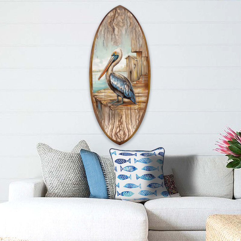 Décoration murale Pelican Surfboard Coastal, H 60 po x l 26 po x P 1 po
