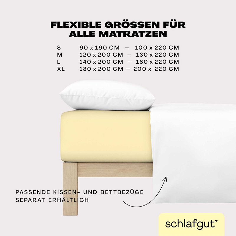 Jersey Elastane Fitted Sheet EASY, 100% Cotton, M 120 x 220cm - 130 x 220cm, Yellow Mid