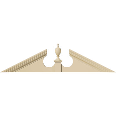 54"W x 13-1/2"H x 3"P (Pitch 6/12) Acorn Signature Urethane Pediment (Acorn Ships Unattached in Box), Primed Tan