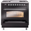 Cuisinière à double combustible ILVE Nostalgie II Series 36 po avec 6 brûleurs scellés et plaque de cuisson (gaz naturel, porte vitrée)-124968149-98168239