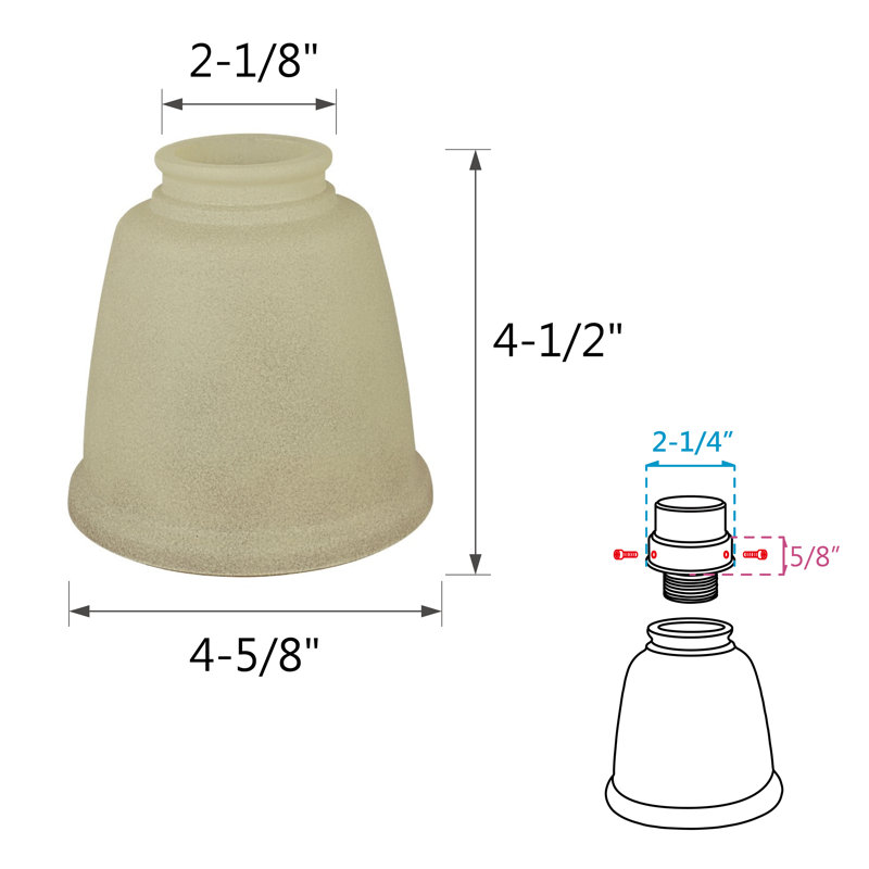 Abat-jour de ventilateur de plafond H 4,5 po x l 4,62 po en verre (Uno) à finition antique
