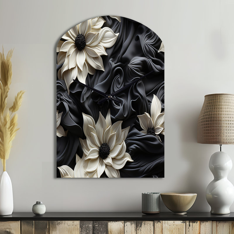 Horloge murale symétrique blanche et grise, Moyenne