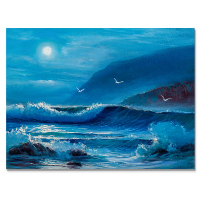 " Beautiful Ocean Moom And Waves "