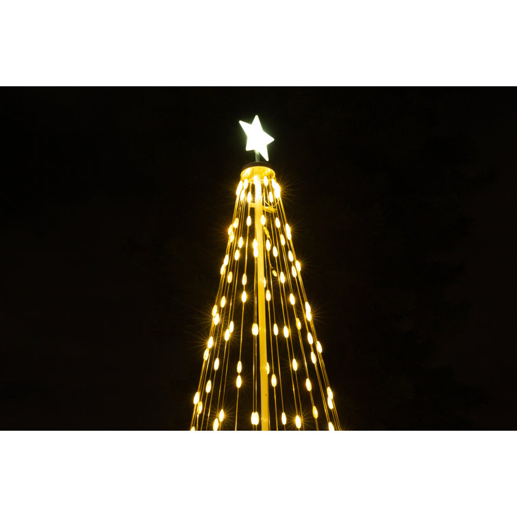 The Holiday Aisle® 9FT RGBY LED Waterfall Cone Tree Light With