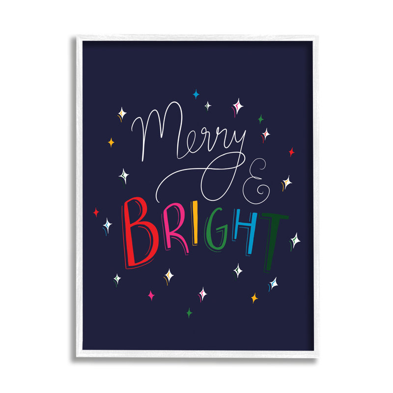«Merry & Bright Whimsical Sparkle», H 20 po x l 16 po x P 1,5 po, Giclée encadrée blanc bord de mer
