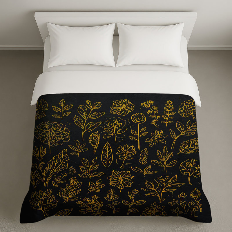 Housses de couette Golden Botanical Illustration, Grand lit