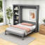 Lit escamotable en bois avec tablettes, conception pliable peu encombrante-1728178214-1728178213