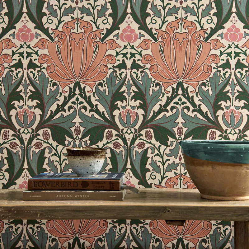 Helena 10.05m x 68.6cm Matte Roll, Peach/Teal