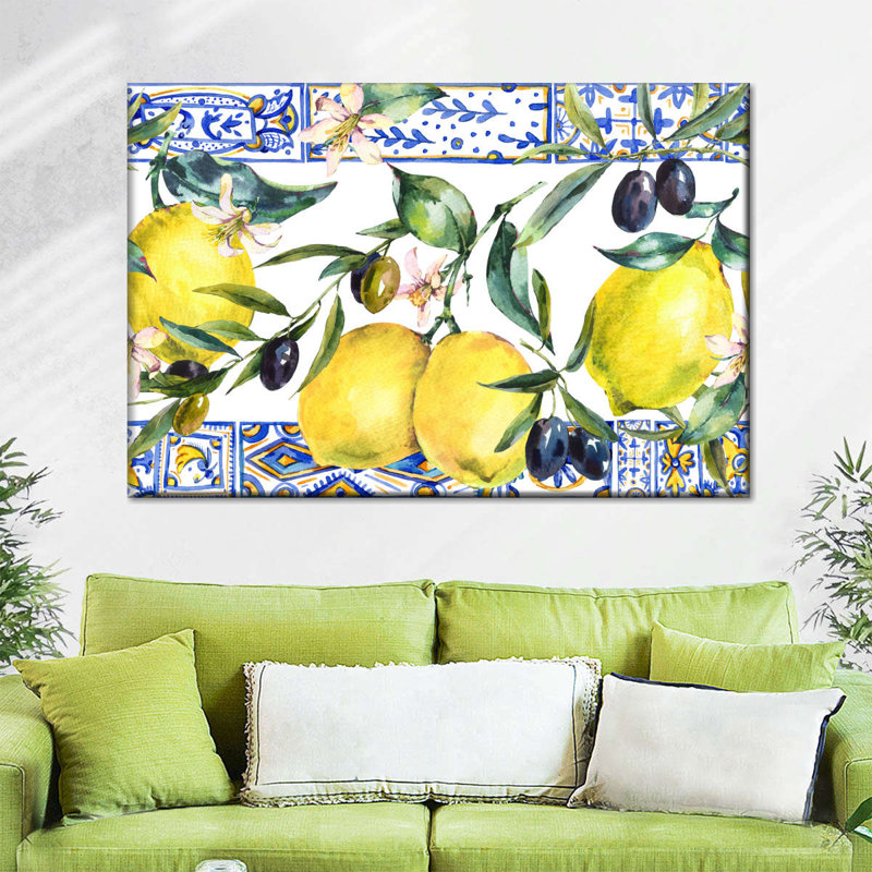 Lemons And Olives Canvas Print, 24" H x 36" W x 1.25" D