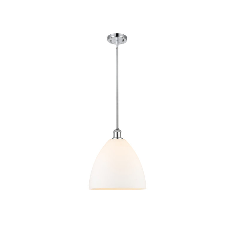 Luminaire suspendu en forme de globe à 1 lumière Alonta, Blanc mat, H 45,75 po x l 12 po x P 12 po, Chrome poli