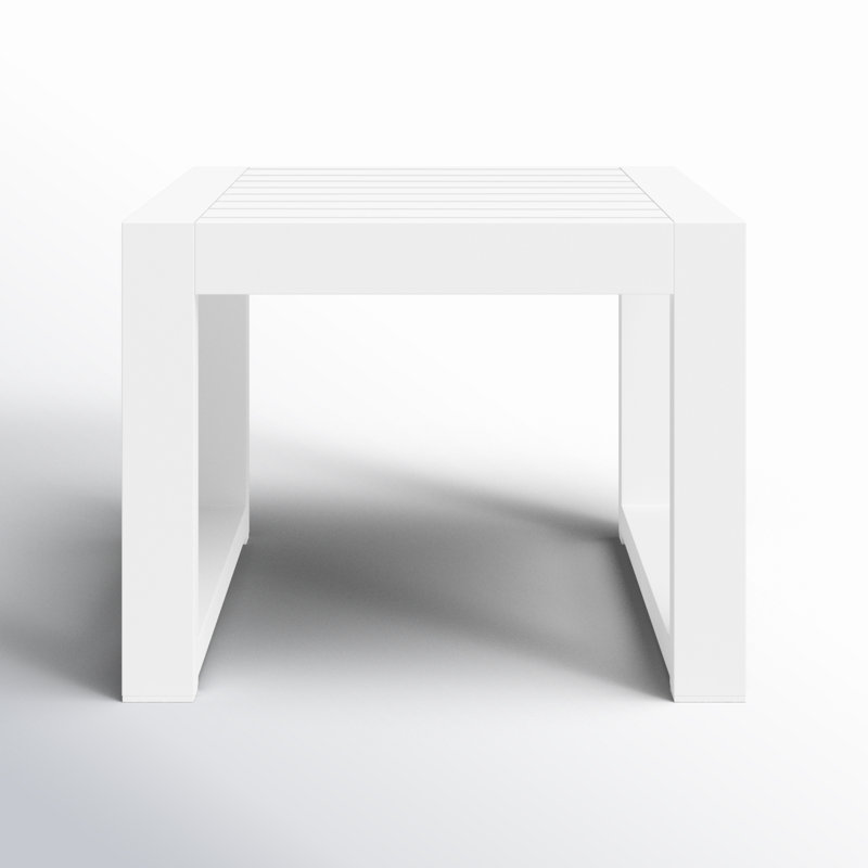 Hoyt 20.48” Outdoor Aluminum End Table, Snow White