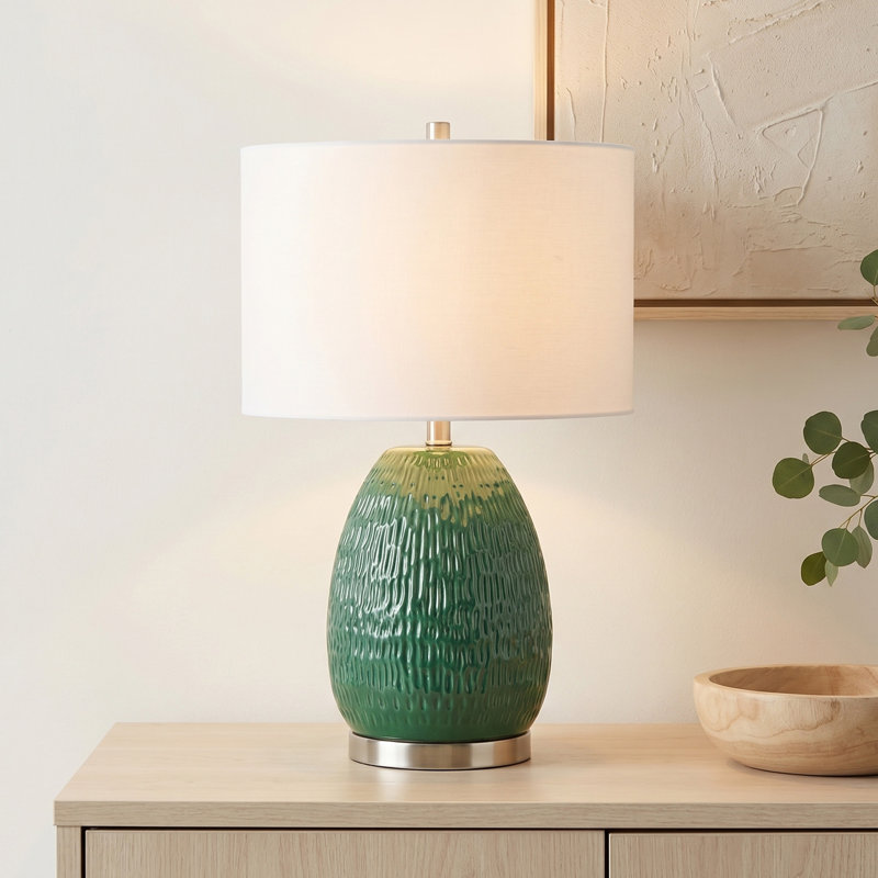 24.3" Ceramic Table Lamp, Green