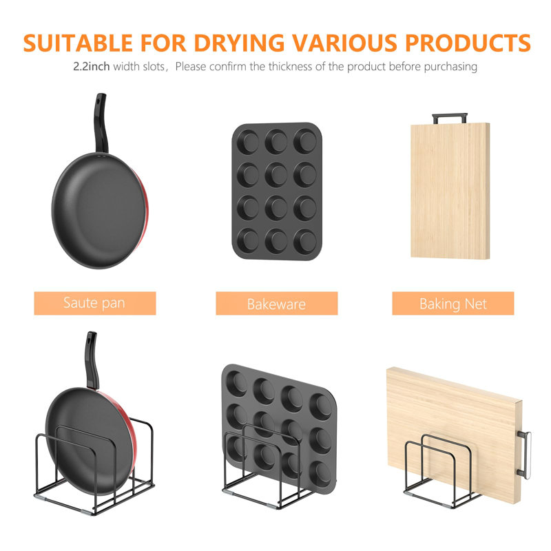 Steel Cookware Organizer with Divided Slots for Pans, Trays, and Cutting Boards